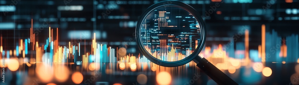 Magnifying Glass Focus on Data, Code, and Analytics, Data Analysis, Data Security, Data Visualization Magnifying Glass Focus on Data, Code, and Analytics, Data Analysis, Data Security, Data Visualization