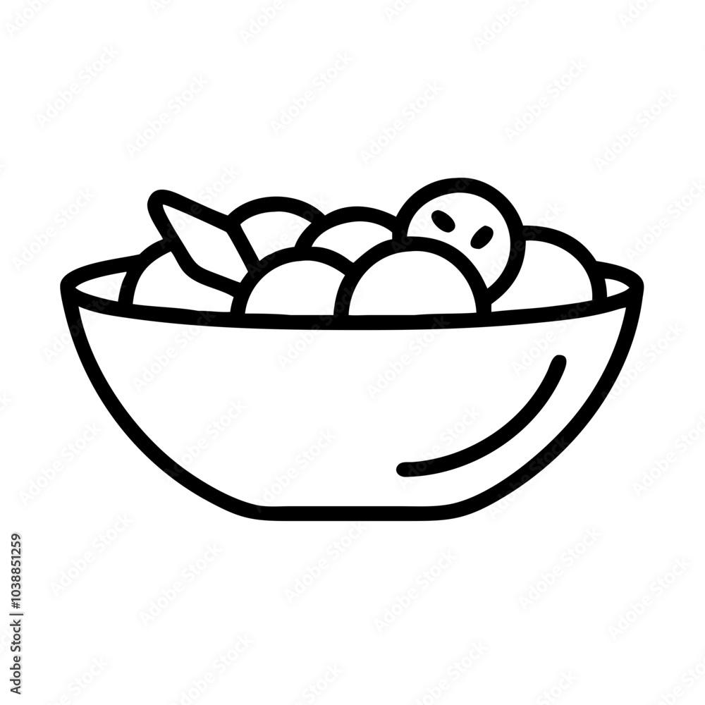 Fruit salad bowl icon for healthy food and nutrition Fruit salad bowl icon for healthy food and nutrition