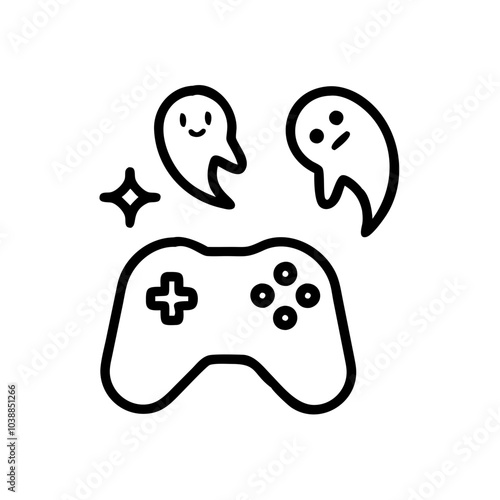 Gaming controller with ghost icons for spooky video games photo