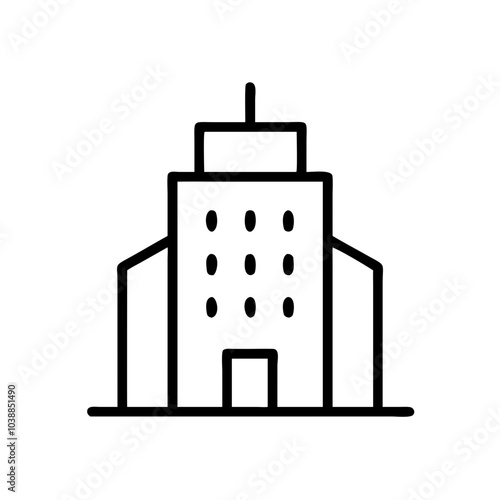 City building icon representing business, corporate structures, and urban areas. photo