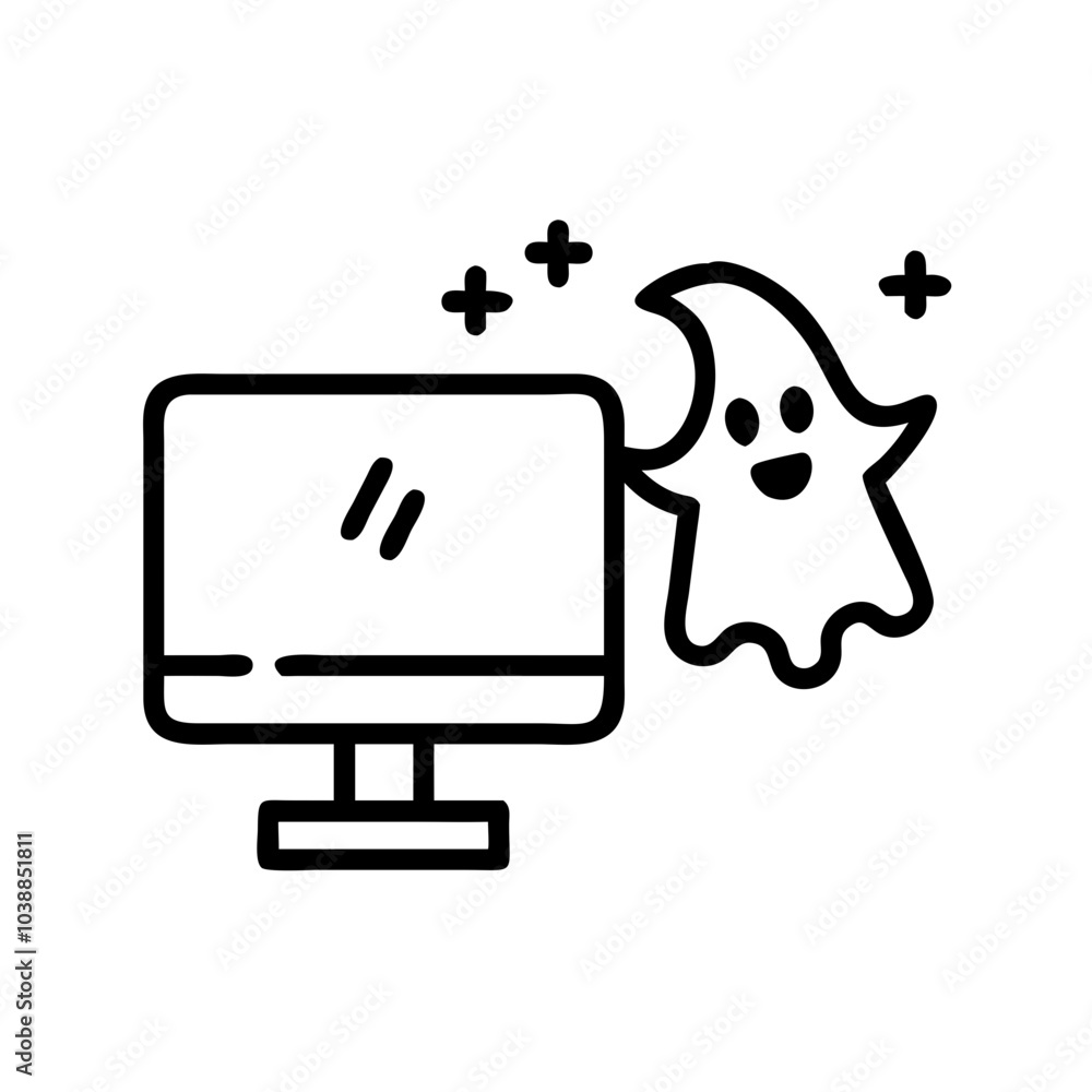Fun ghost appearing on a desktop screen, symbolizing a spooky or playful digital interaction. Fun ghost appearing on a desktop screen, symbolizing a spooky or playful digital interaction.