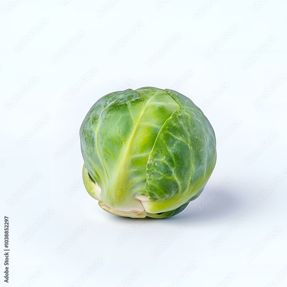 Obraz premium Single brussels sprout isolated on light background.
