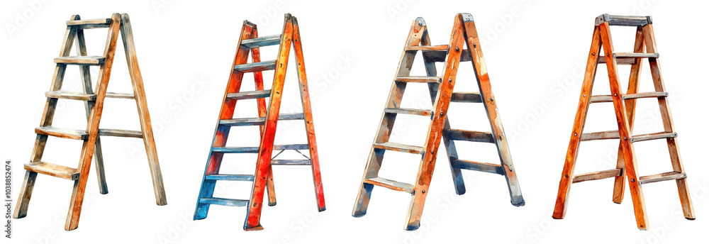 A speed ladder illustrated in a watercolor painting style, on a transparent background. A speed ladder illustrated in a watercolor painting style, on a transparent background.