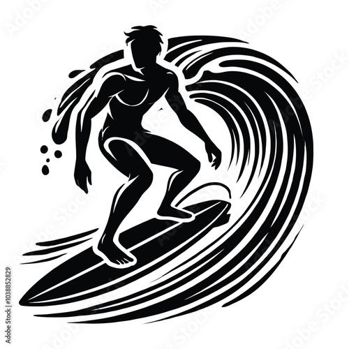 Surfer Riding Wave