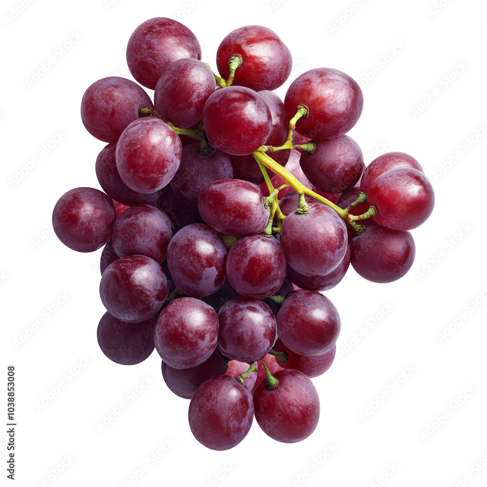 red grapes bunch isolated on white background. Generative AI red grapes bunch isolated on white background. Generative AI