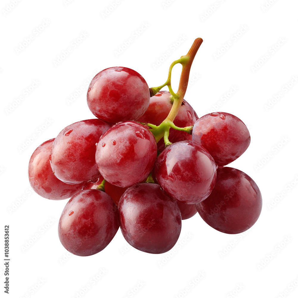 red grapes bunch isolated on white background. Generative AI red grapes bunch isolated on white background. Generative AI