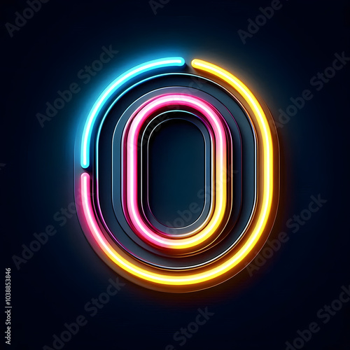 검은 배경, 알파벳 대문자 "O", 네온사인 (black background, Alphabet capital "O", neon sign) 