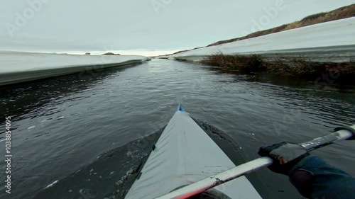 kayaker spends vacation sailing on ice canoe past glaciers