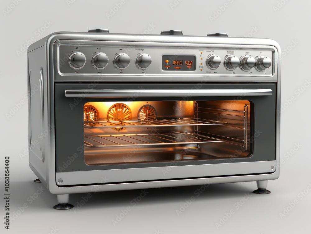 Obraz premium Large capacity digital toaster oven isolated on white background