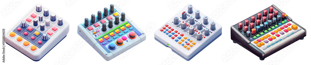 A 3D icon of an audio mixer, illustrated on a transparent background, showcasing its importance in music production. A 3D icon of an audio mixer, illustrated on a transparent background, showcasing its importance in music production.
