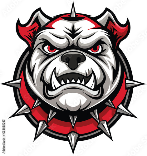 Wallpaper Mural Aggressive Bulldog Mascot Design with Spiked Collar Torontodigital.ca