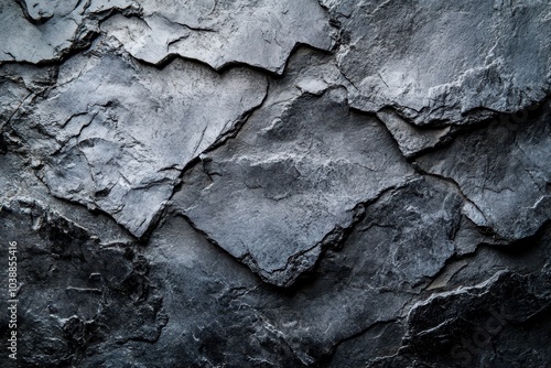 Dark gray textured stone close up resembling aged concrete grunge background template for design