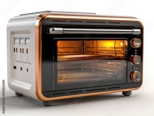 Large capacity digital toaster oven isolated on white background