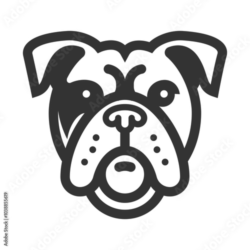 Vector icon of a bulldog's face, perfect for representing pet care, dog breeds, or animal-related services.