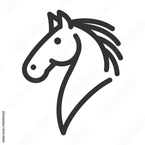 Vector icon of a horse head, great for equestrian themes, animals, or farm-related content in designs.