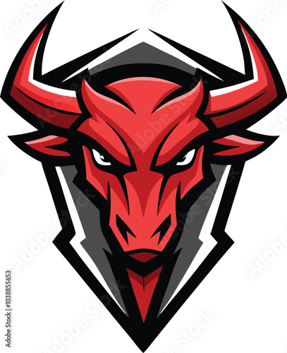 Red Bull Mascot Logo Design Sport Team