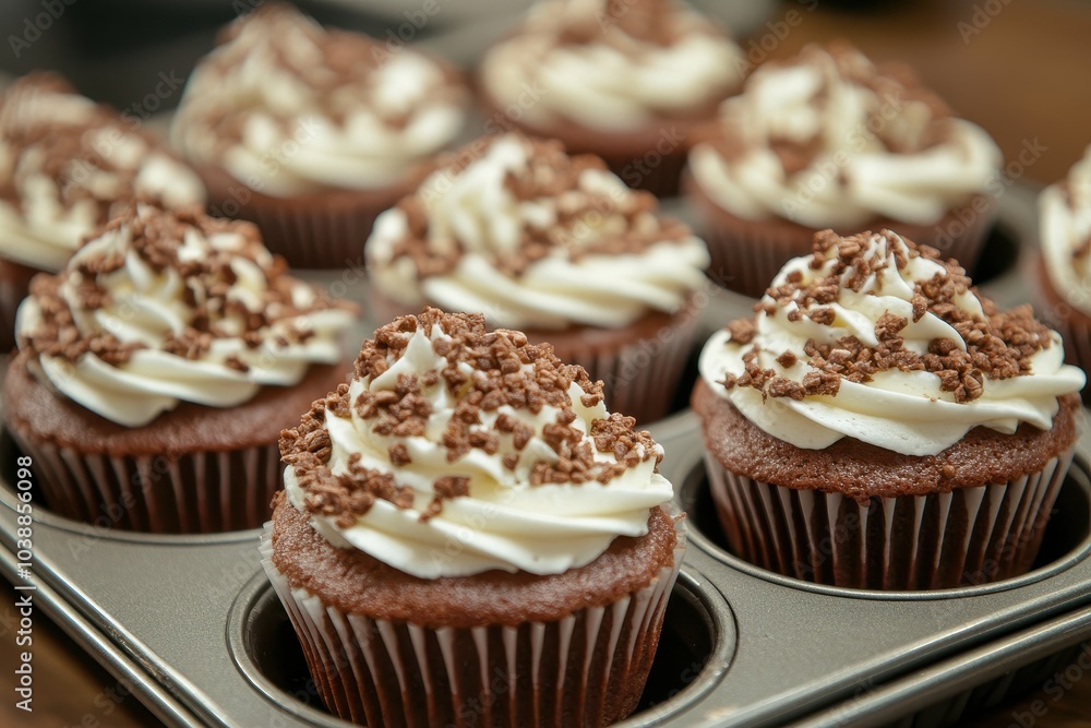 Delicious cupcakes in a tin Homemade dessert Delicious cupcakes in a tin Homemade dessert