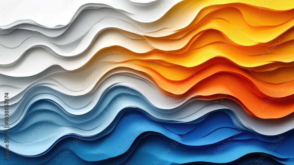 Blue to orange abstract background with vibrant, wavy shapes Blue to orange abstract background with vibrant, wavy shapes