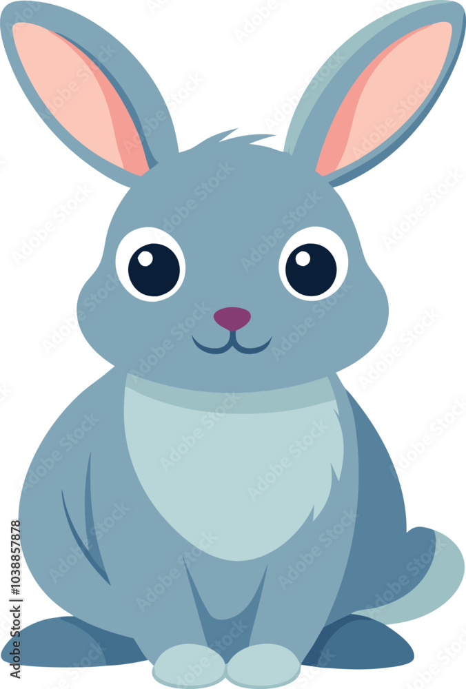 Fototapeta premium Cute Gray Rabbit Cartoon Illustration