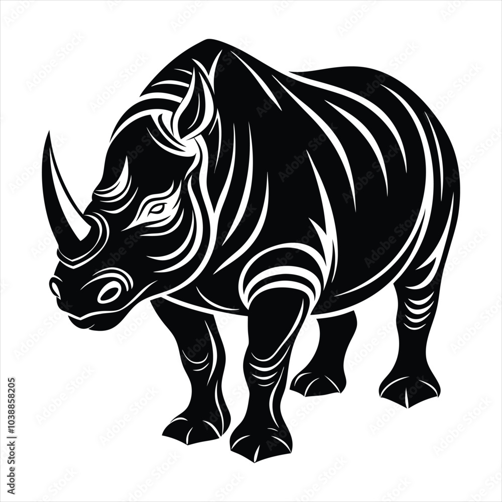 Fototapeta premium Rhinoceros silhouette vector