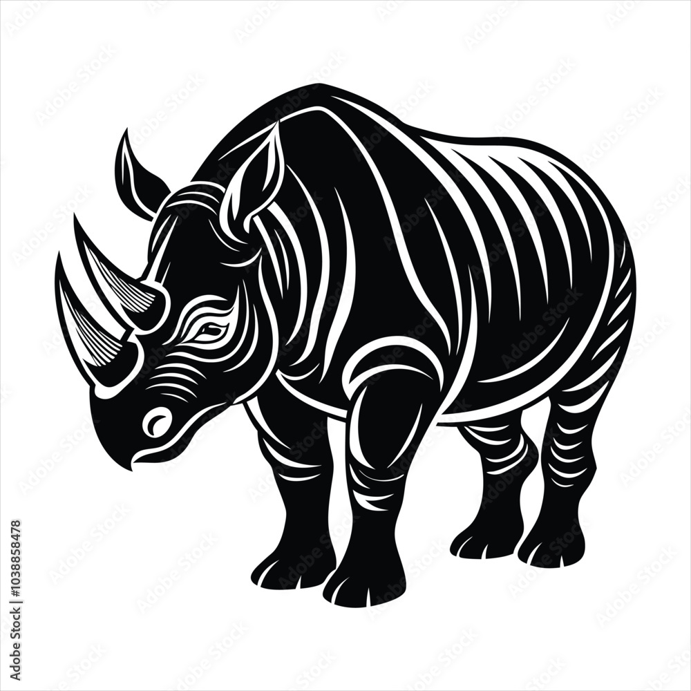 Obraz premium Rhinoceros silhouette vector