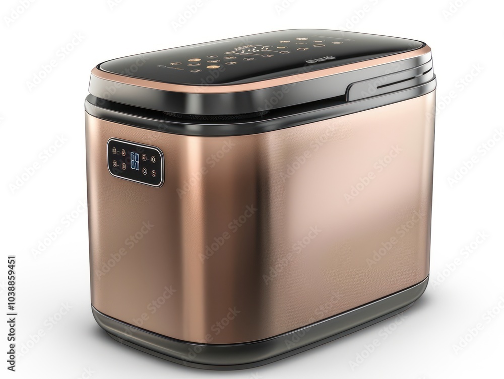 Modern bread maker with a digital display isolated on white background Modern bread maker with a digital display isolated on white background