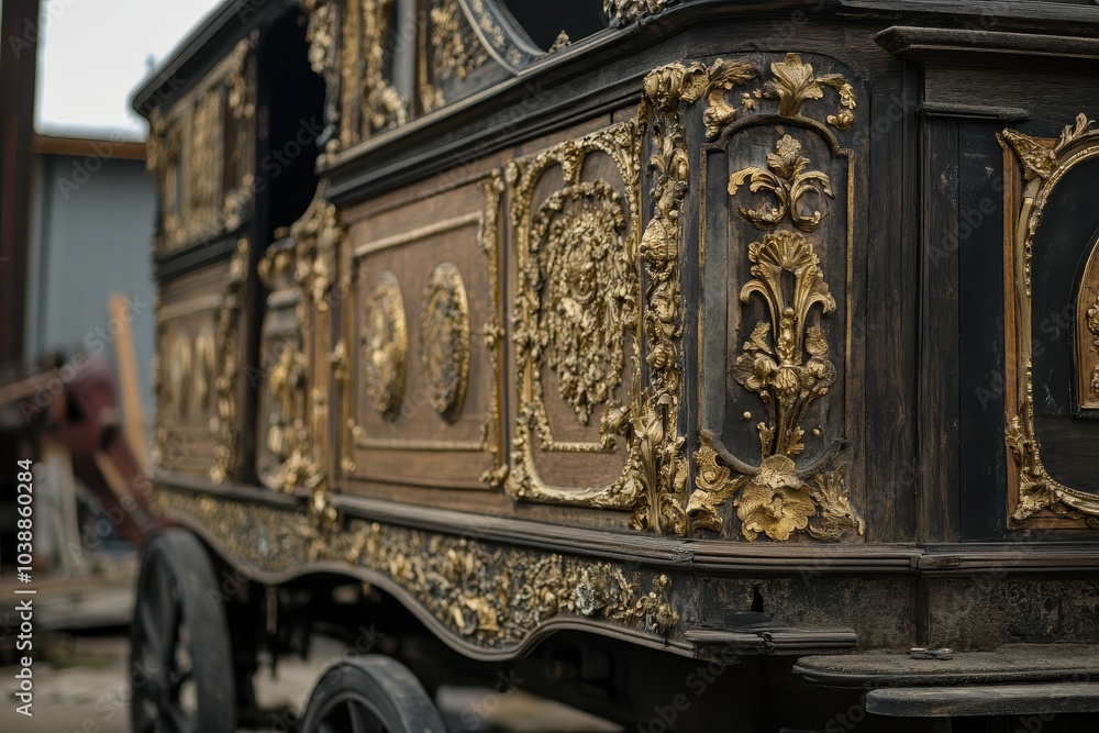 Obraz premium details of the casket vehicle
