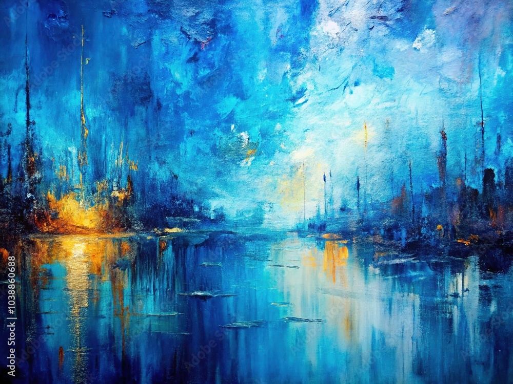 Fototapeta premium A captivating abstract blue oil painting background featuring rich texture and depth, perfect for enhancing artistic design projects with its vibrant and dynamic quality.