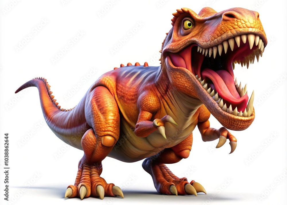 A lively cartoon T-Rex roars fiercely, showcasing open jaws, sharp claws, and vibrant scales. It's a playful yet intimidating dinosaur illustration perfect for kids' entertainment. A lively cartoon T-Rex roars fiercely, showcasing open jaws, sharp claws, and vibrant scales. It's a playful yet intimidating dinosaur illustration perfect for kids' entertainment.