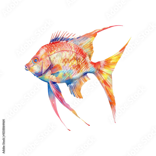 angelfish vector illustration in watercolor style