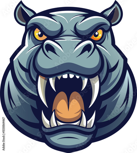 Aggressive Cartoon Hippopotamus Mascot Design
