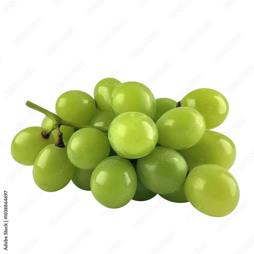 green grapes bunch isolated on white background. Generative AI green grapes bunch isolated on white background. Generative AI