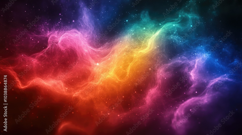 Fototapeta premium Colorful space background showing nebula clouds forming with copy space
