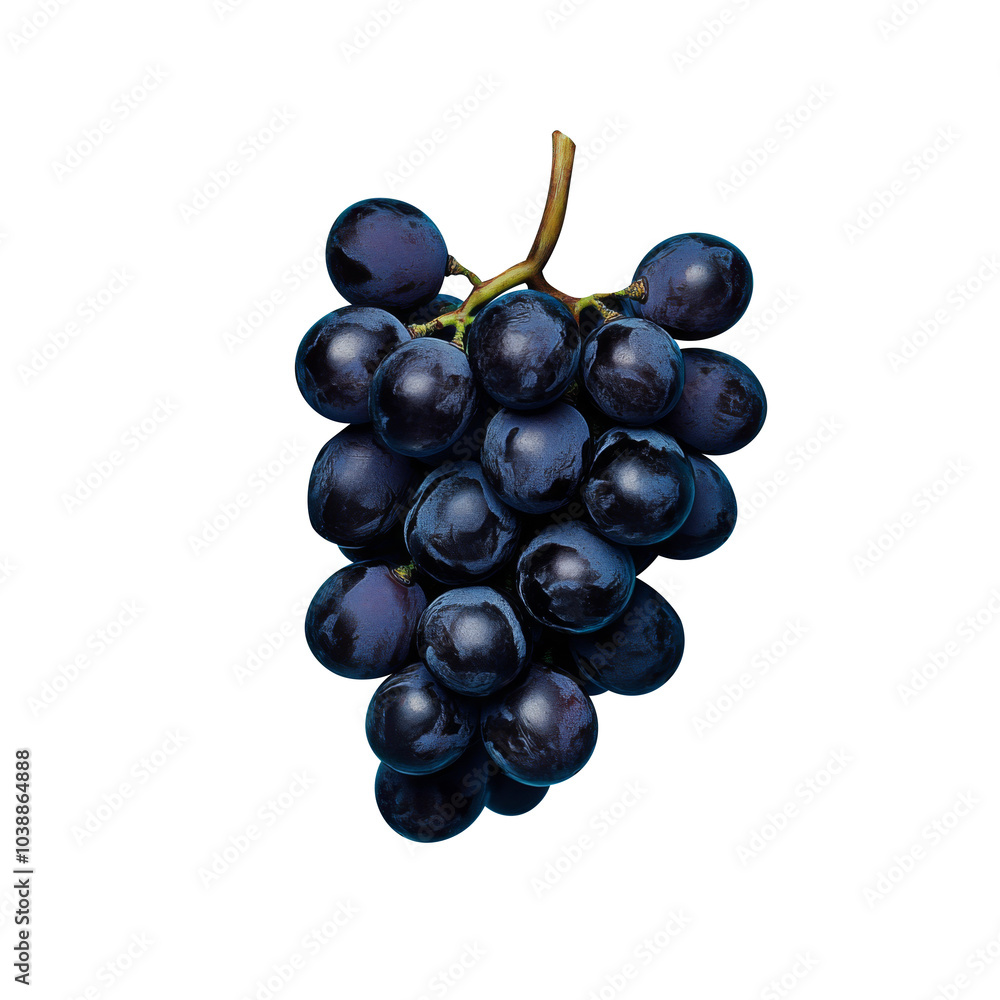 Blue grapes bunch isolated on white background. Generative AI Blue grapes bunch isolated on white background. Generative AI
