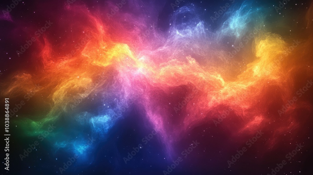 Fototapeta premium Colorful space background showing nebula clouds forming with copy space