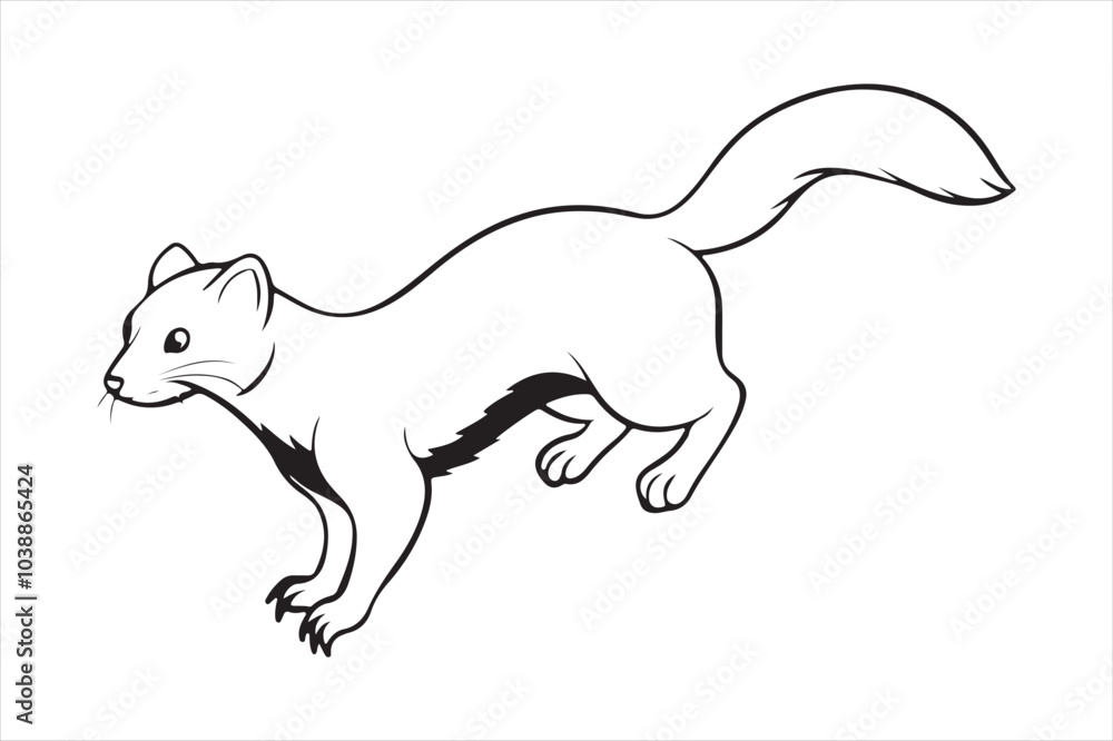 Fototapeta premium Isolated Pine Marten Silhouette Vector for Apparel, Hoodies, and Printable Graphics
