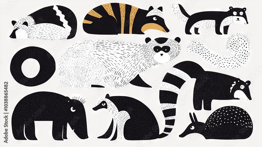 A monochrome image of animals with a golden border at the top A monochrome image of animals with a golden border at the top