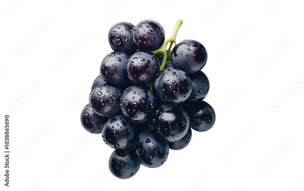Blue grapes bunch isolated on white background. Generative AI Blue grapes bunch isolated on white background. Generative AI