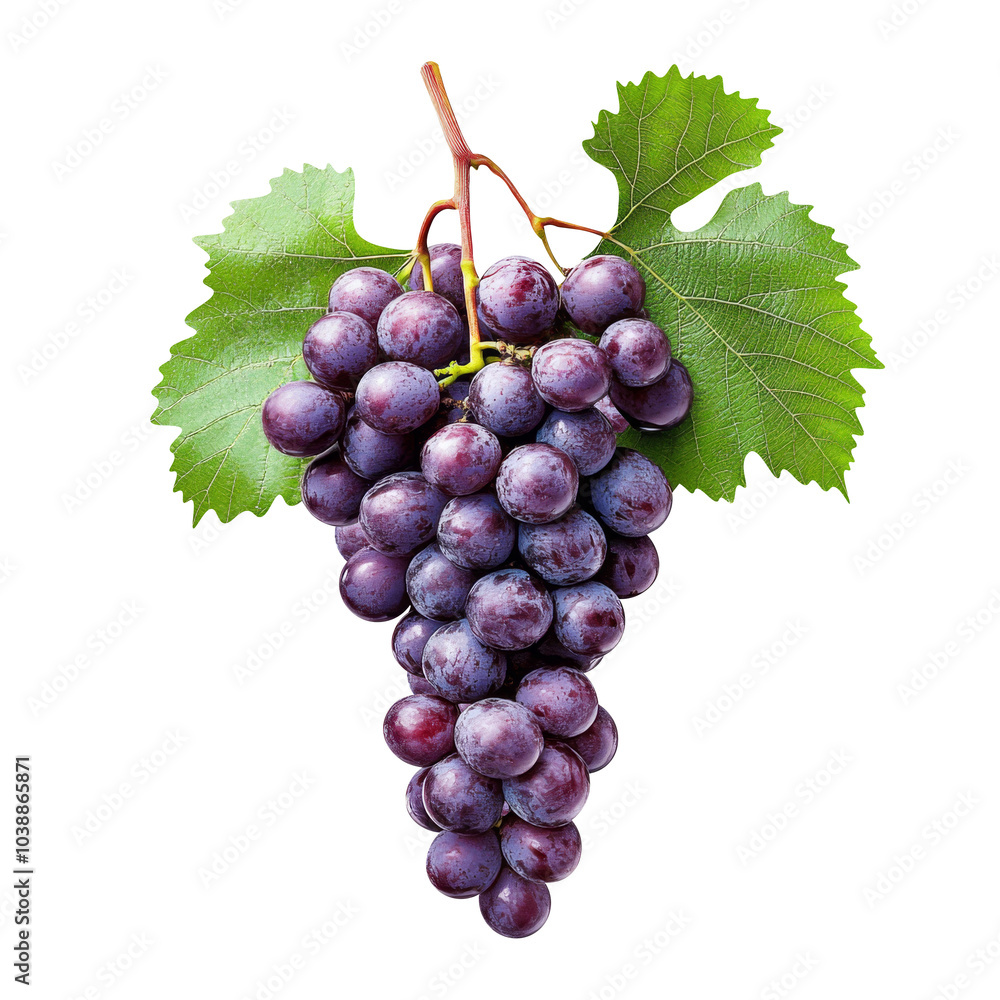 Fototapeta premium red grapes bunch isolated on white background. Generative AI