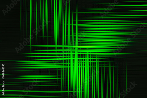 Green lines on a black background. Abstract illustration with intersecting green lines on a black background. Green lines texture
