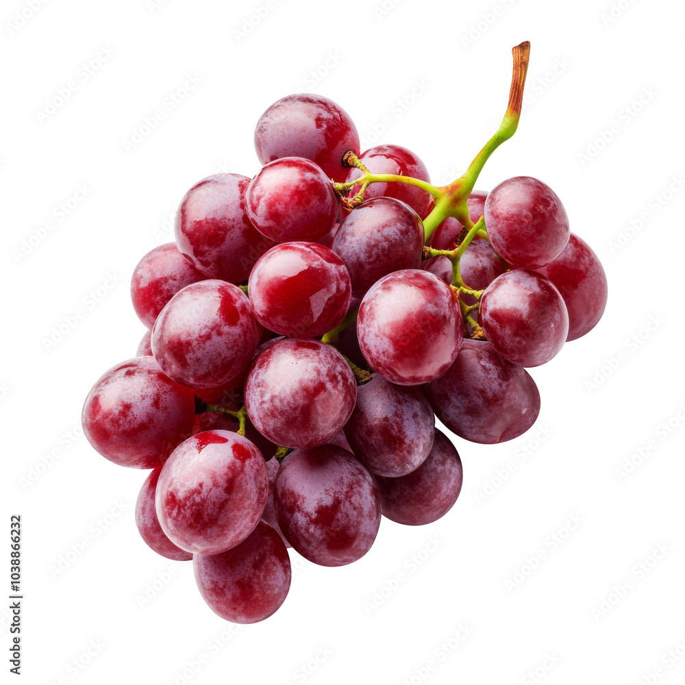 red grapes bunch isolated on white background. Generative AI red grapes bunch isolated on white background. Generative AI
