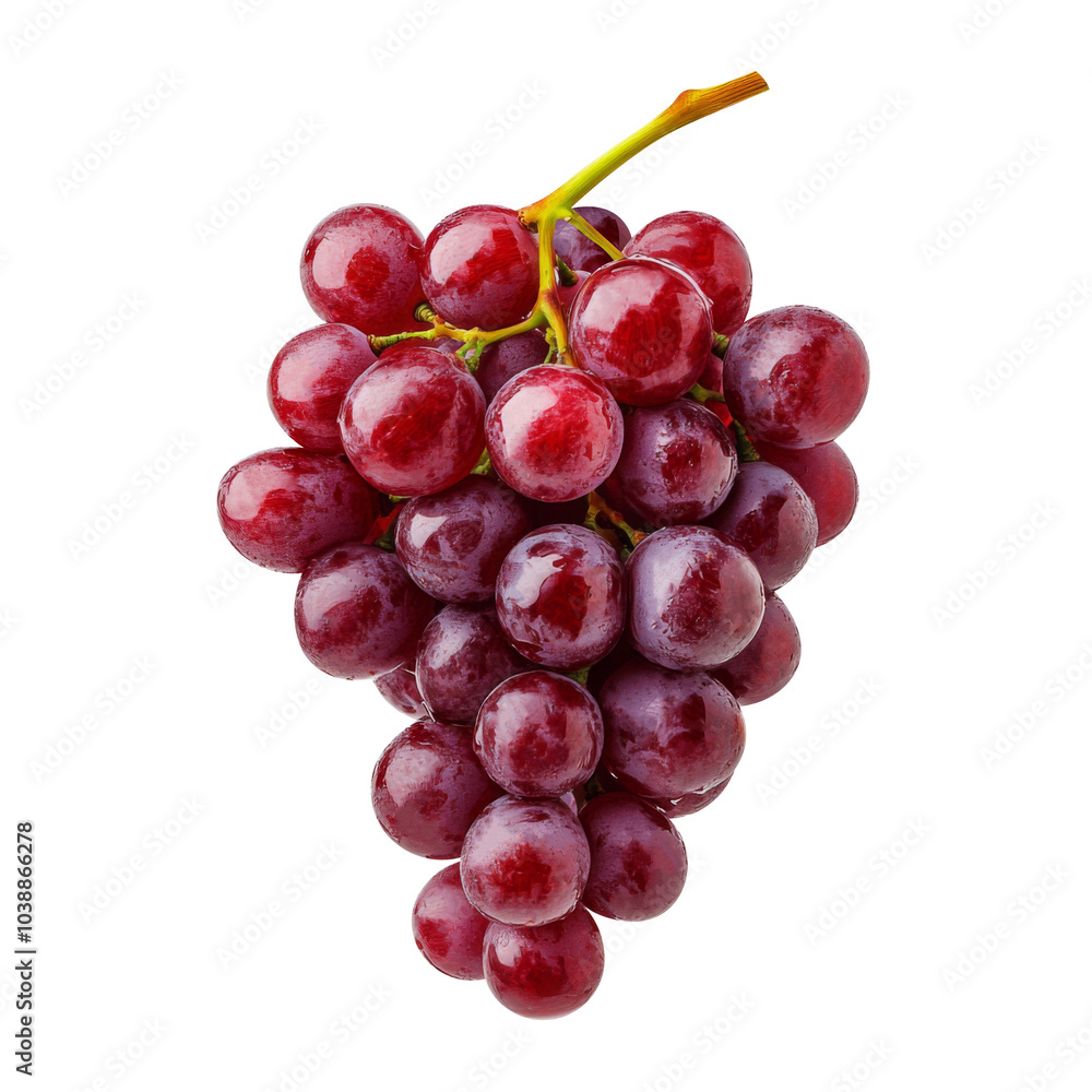 Fototapeta premium red grapes bunch isolated on white background. Generative AI