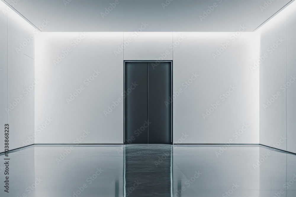 Minimalist gray elevator doors in a sleek, futuristic hallway with soft lighting
Minimalist gray elevator doors in a sleek, futuristic hallway with soft lighting