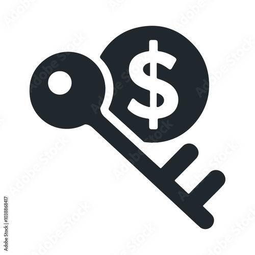 The key with dollar vector icon design isolated on white