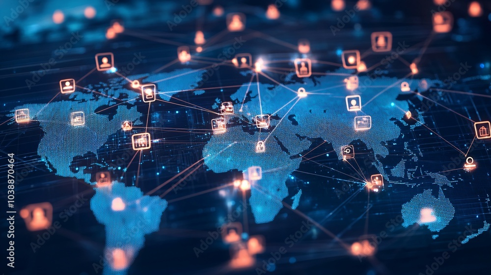 A digital representation of the world with interconnected data points A digital representation of the world with interconnected data points