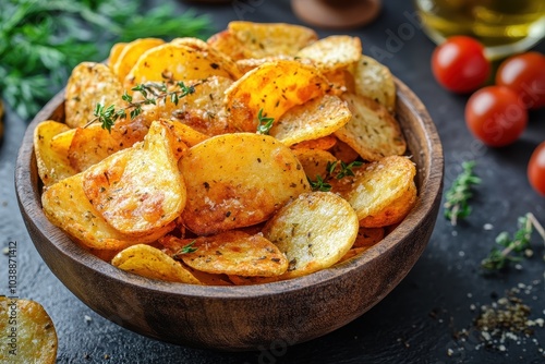 Homemade cheesy herb chips