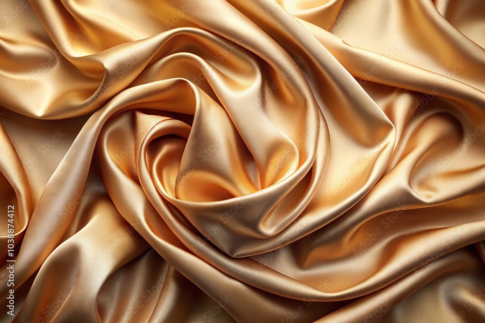 Fototapeta premium Luxurious beige satin fabric drapes gracefully, creating a smooth, wavy texture. This elegant abstract design serves as a stunning smartphone wallpaper background, enhancing visual appeal.