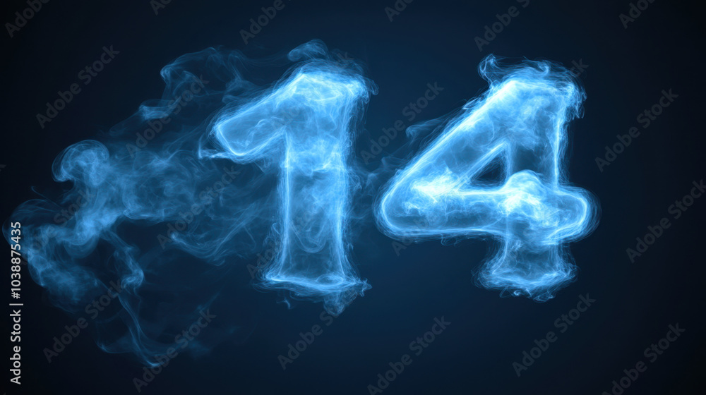 Bold Number 14 on Vibrant Colorful Background Bold Number 14 on Vibrant Colorful Background