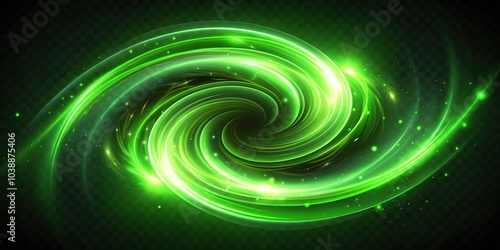 Radiant green light swirl PNG for captivating visuals and innovative designs. Ideal for projects needing a high-quality transparent background image to enhance creativity.