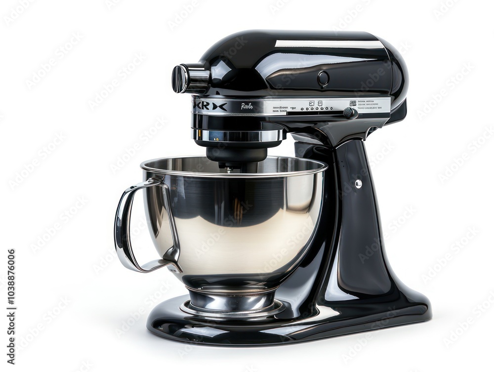 Professional stand mixer in black and silver isolated on white background Professional stand mixer in black and silver isolated on white background